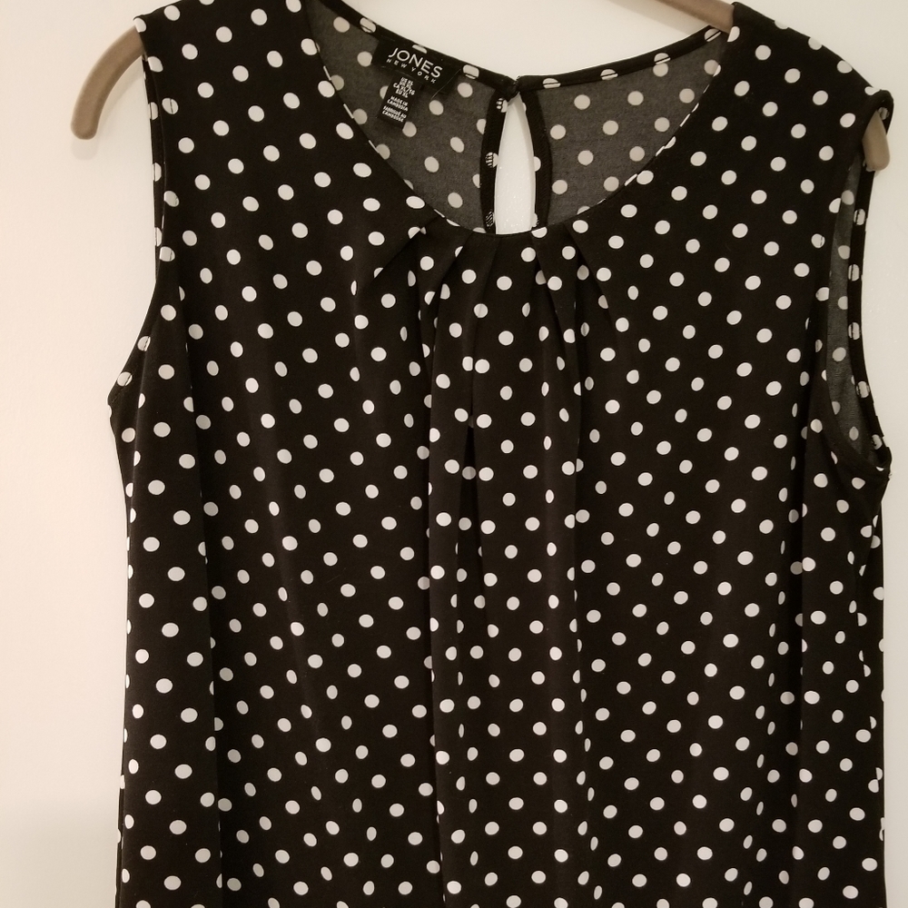JONES NY Black &White Polka Dot  XL